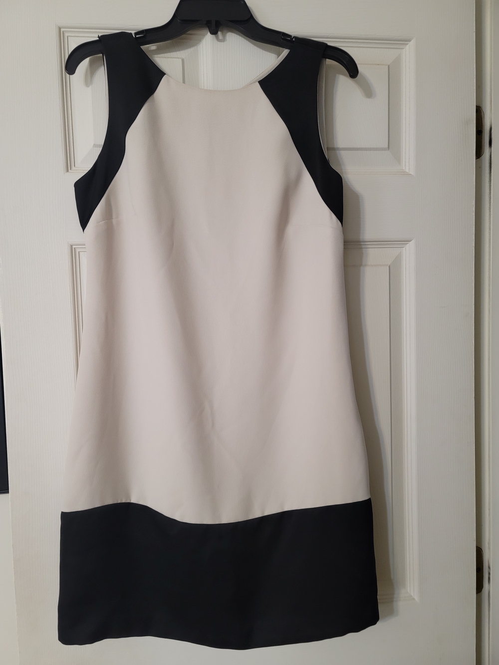 Coast Sleeveless Black and Ivory Colorblock Mini Dress
